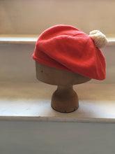 Load image into Gallery viewer, Orange Red Cotton Beret with Pompom