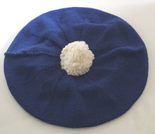 Load image into Gallery viewer, Royal Blue Cotton Beret with Pompom