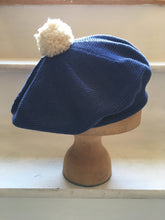 Load image into Gallery viewer, Royal Blue Cotton Beret with Pompom