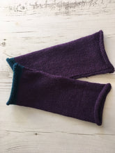 Load image into Gallery viewer, Purple Alpaca Fingerless Gloves with Blue Trim