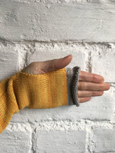 Load image into Gallery viewer, Mustard Yellow Cotton Fingerless Gloves with Grey Trim
