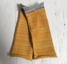 Load image into Gallery viewer, Mustard Yellow Cotton Fingerless Gloves with Grey Trim