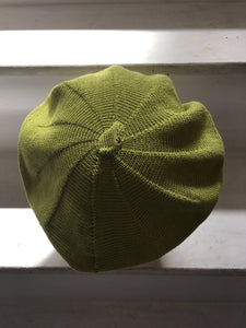 Lime Green Knitted Cotton French-Style Beret