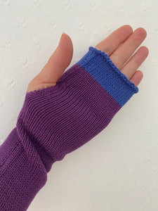 Purple Cotton Fingerless Gloves