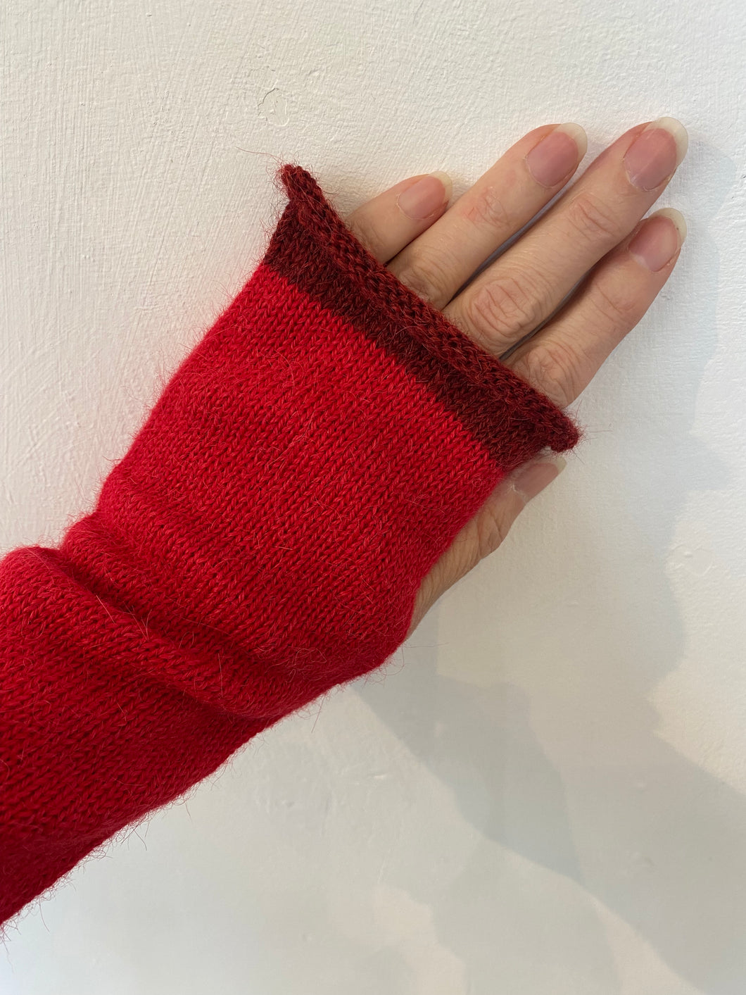 Red Alpaca Fingerless Gloves