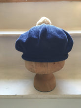 Load image into Gallery viewer, Royal Blue Cotton Beret with Pompom