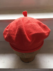 Orange Red Cotton French Style Beret