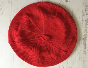 Red Cotton Knitted French Style Beret