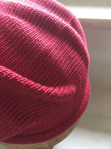 Raspberry Red Cotton Knitted French Style Beret