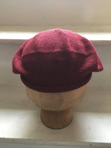 Burgundy Cotton Knitted Simple Unisex Tam