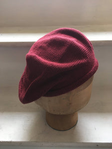 Burgundy Cotton Knitted Simple Unisex Tam