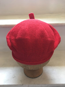 Red Cotton Knitted French Style Beret