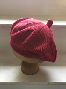 Raspberry Red Cotton Knitted French Style Beret