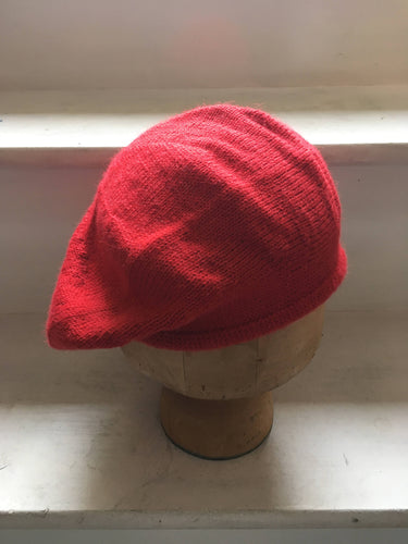 Lord and Taft Bright Red Alpaca Knitted Tam Style Beret