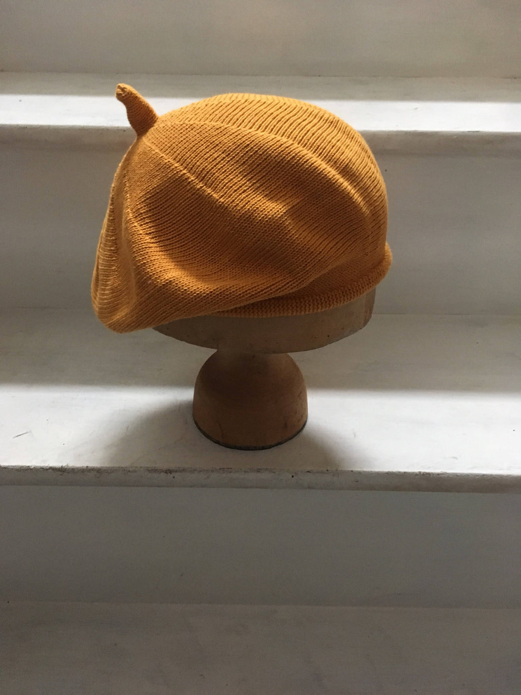 Lord and Taft Mustard Cotton Knitted French Style Beret
