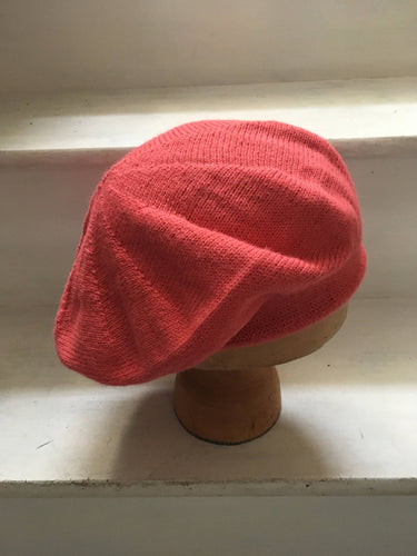 Coral Pink Knitted Alpaca Tam Hat by Lord and Taft