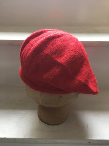 Red Alpaca Knitted Tam Style Beret