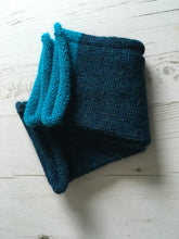 Load image into Gallery viewer, Teal Blue Fingerless Alpaca Gloves with Turquoise Trim