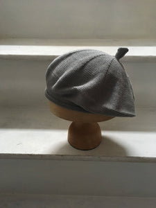 Grey Cotton Knitted French Style Beret