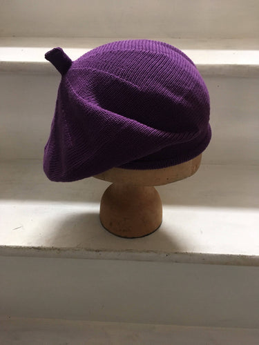 Purple Cotton Knitted French Beret by Lord and Taft