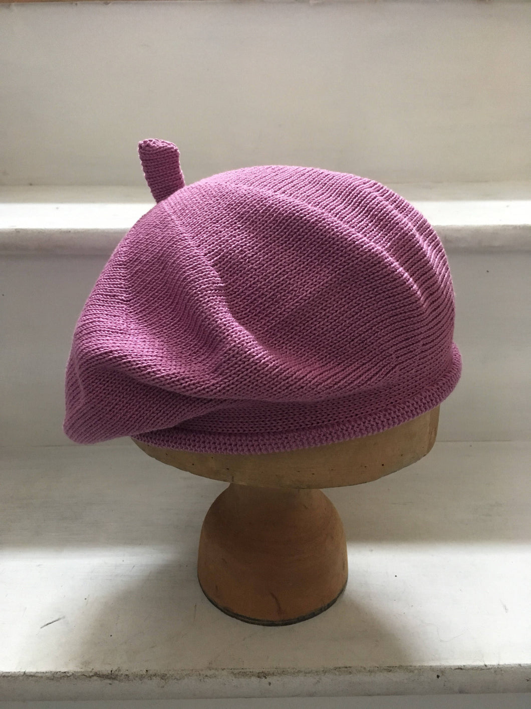 Pink Lilac Knitted Cotton French Style Beret by Lord and Taft