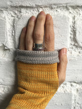 Load image into Gallery viewer, Mustard Yellow Cotton Fingerless Gloves with Grey Trim