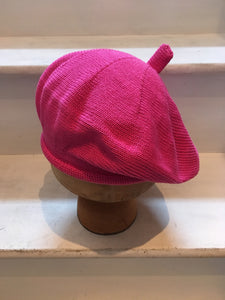 Fuchsia Pink Cotton Knitted French Style Beret