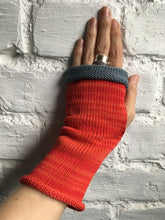 Load image into Gallery viewer, Red Cotton Fingerless Gloves with Grey Trim