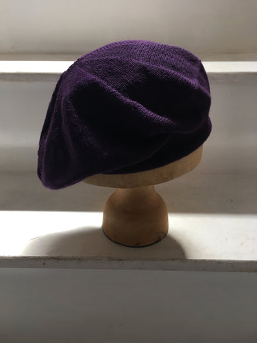 Lord and Taft Deep Purple Alpaca Knitted Tam Style Beret