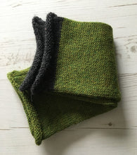 Load image into Gallery viewer, Grass Green Alpaca Fingerless Gloves with Charcoal Trim