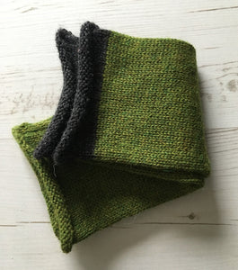 Grass Green Alpaca Fingerless Gloves with Charcoal Trim