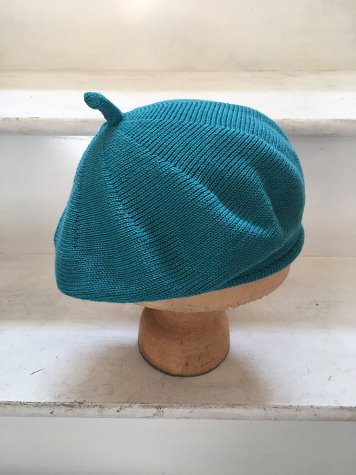 Lord and Taft Teal Cotton Knitted French Style Beret